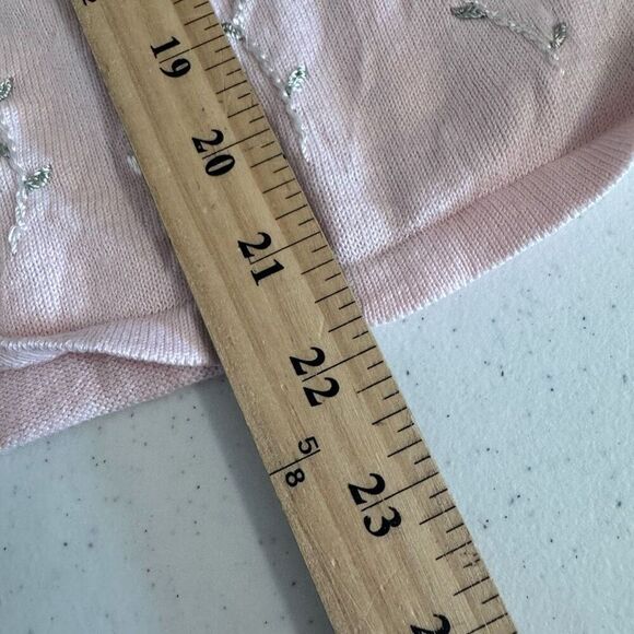 YarnWorks Women’s Pink Knit T-Shirt Size Large Acrylic Blend Short Sleeve - Picture 6 of 7